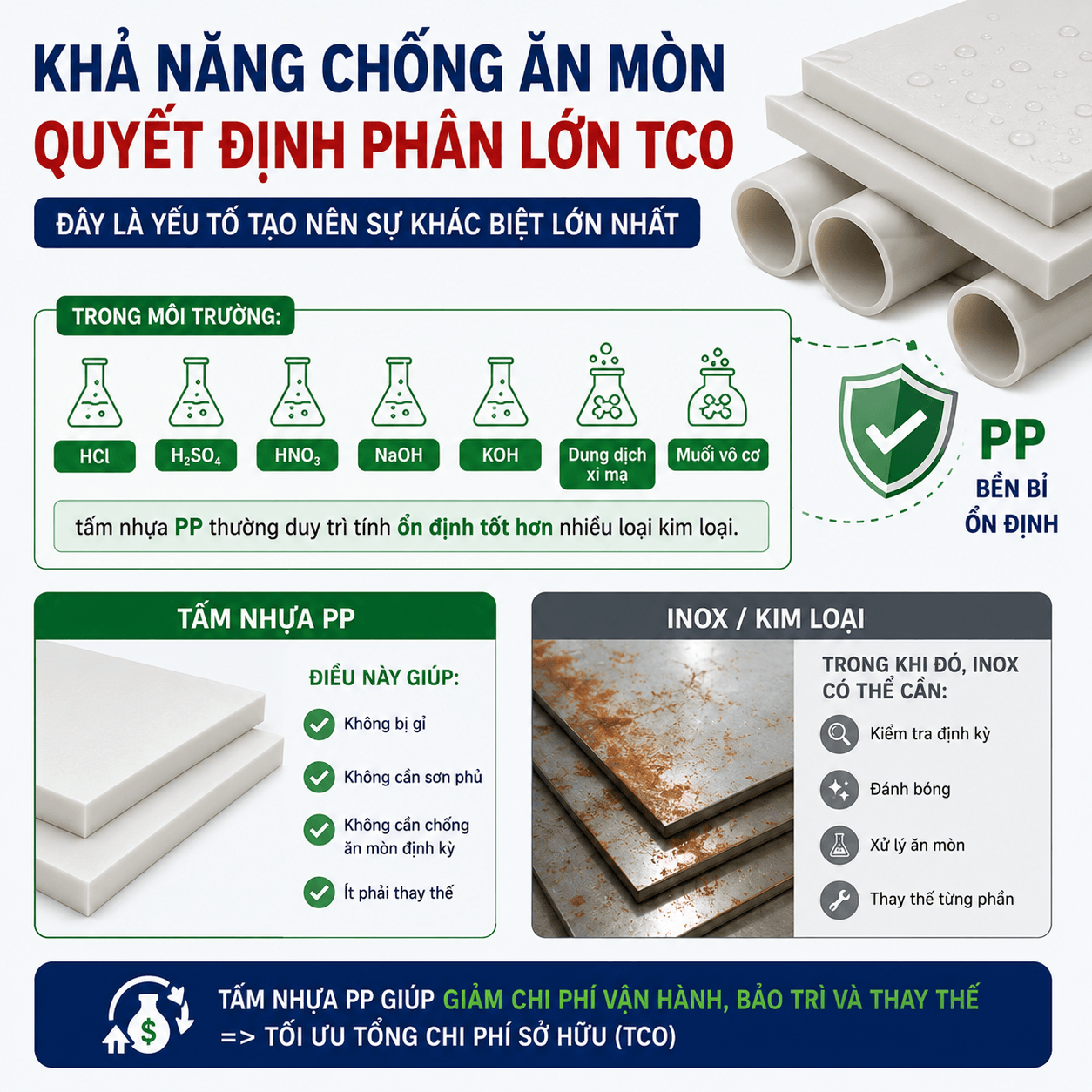 Lựa Chọn Tấm Nhựa PP Hay Inox