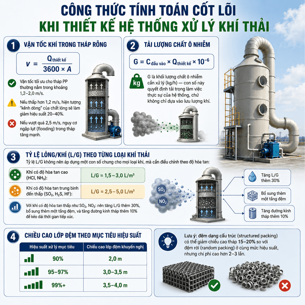 Tính Toán Kích Thước Tháp Hấp Thụ PP